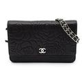 Chanel Camellia Chain Wallet Lambskin Black Shoulder Bag