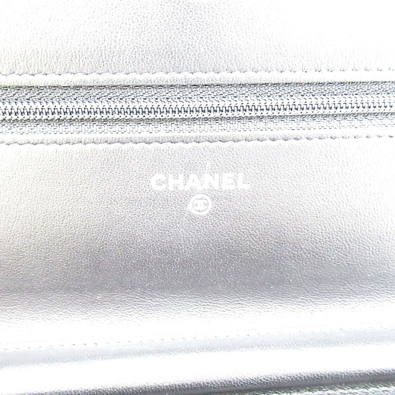 Chanel Camellia Chain Wallet Lambskin Black Shoulder Bag — view 7