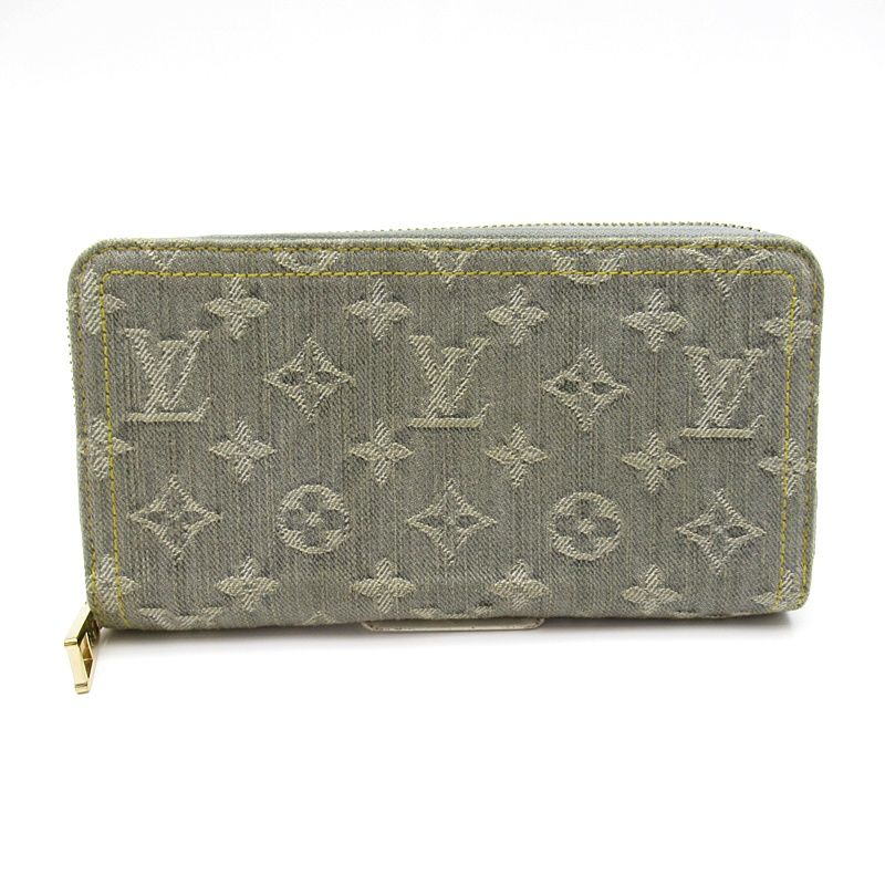 Louis Vuitton Zippy Wallet Monogram Denim Light Gray