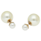 Dior Tribal Double Faux Pearl Earrings Brass — view 2