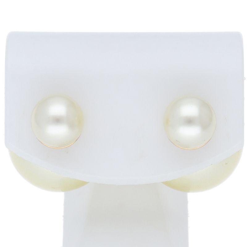 Dior Tribal Double Faux Pearl Earrings Brass