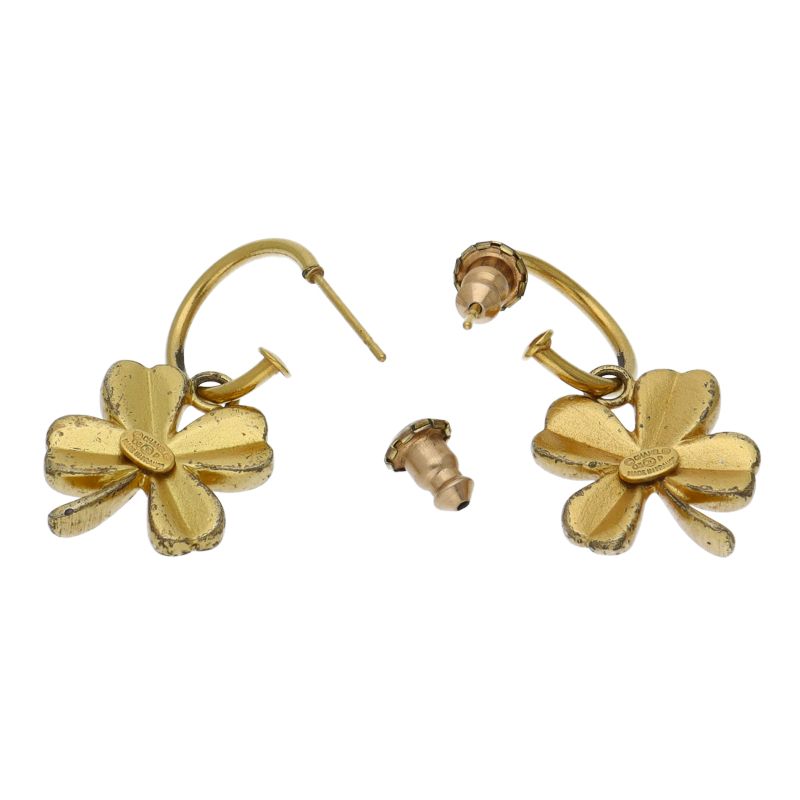 Chanel CC Logo Clover Earrings Brass — view 2