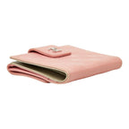 Chanel Icon Line CC Logo Snap Bifold Wallet Compact Pink Silver Lambskin — view 5