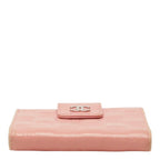 Chanel Icon Line CC Logo Snap Bifold Wallet Compact Pink Silver Lambskin — view 3