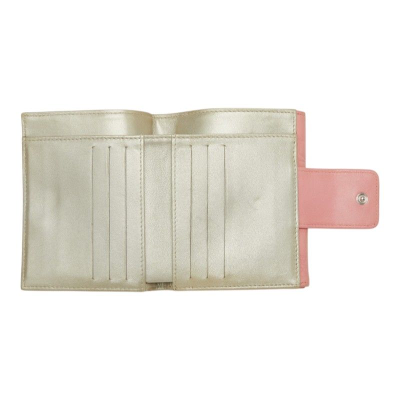 Chanel Icon Line CC Logo Snap Bifold Wallet Compact Pink Silver Lambskin — view 6