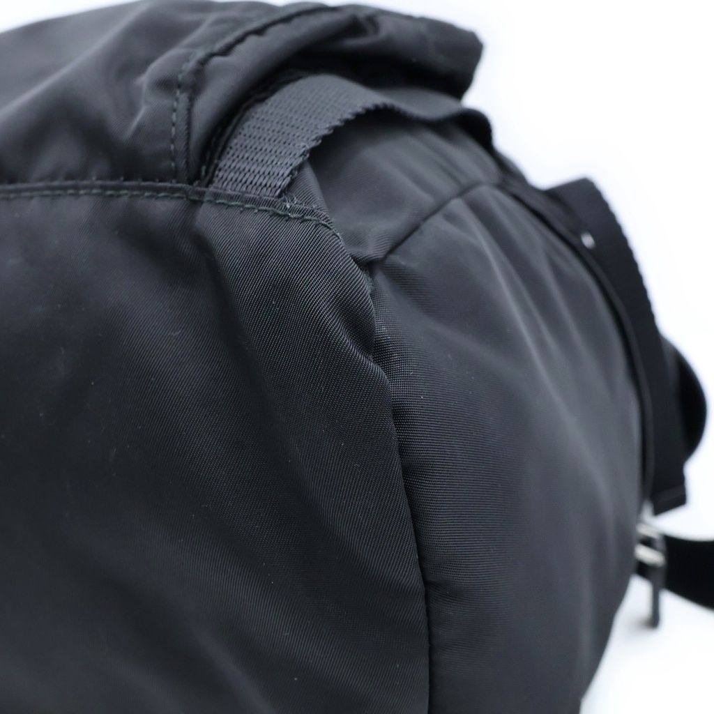 Prada Re-Nylon Logo Triangular Plate Backpack Black Nylon Leather Silver — view 5