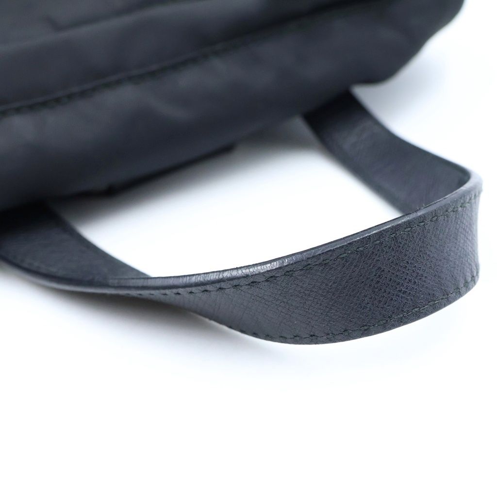 Prada Re-Nylon Logo Triangular Plate Backpack Black Nylon Leather Silver — view 7