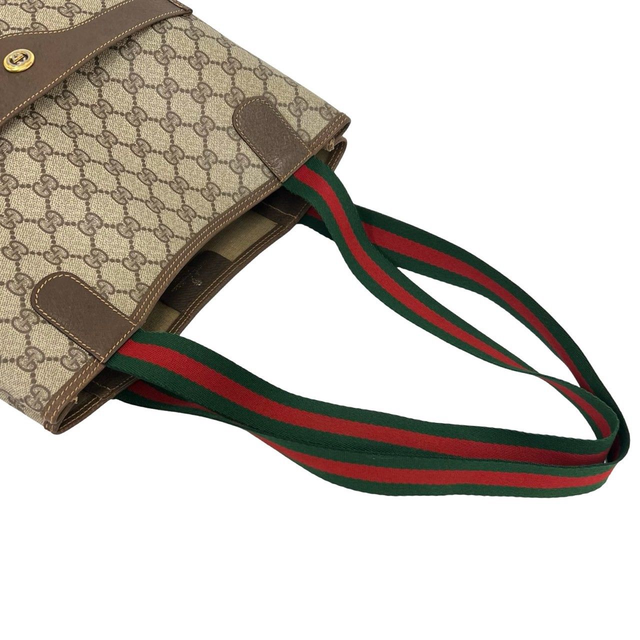 Gucci Vintage Sherry Line GG Logo Pattern Leather Tote Shoulder Bag Brown — view 4