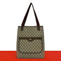 Gucci Vintage Sherry Line GG Logo Pattern Leather Tote Shoulder Bag Brown