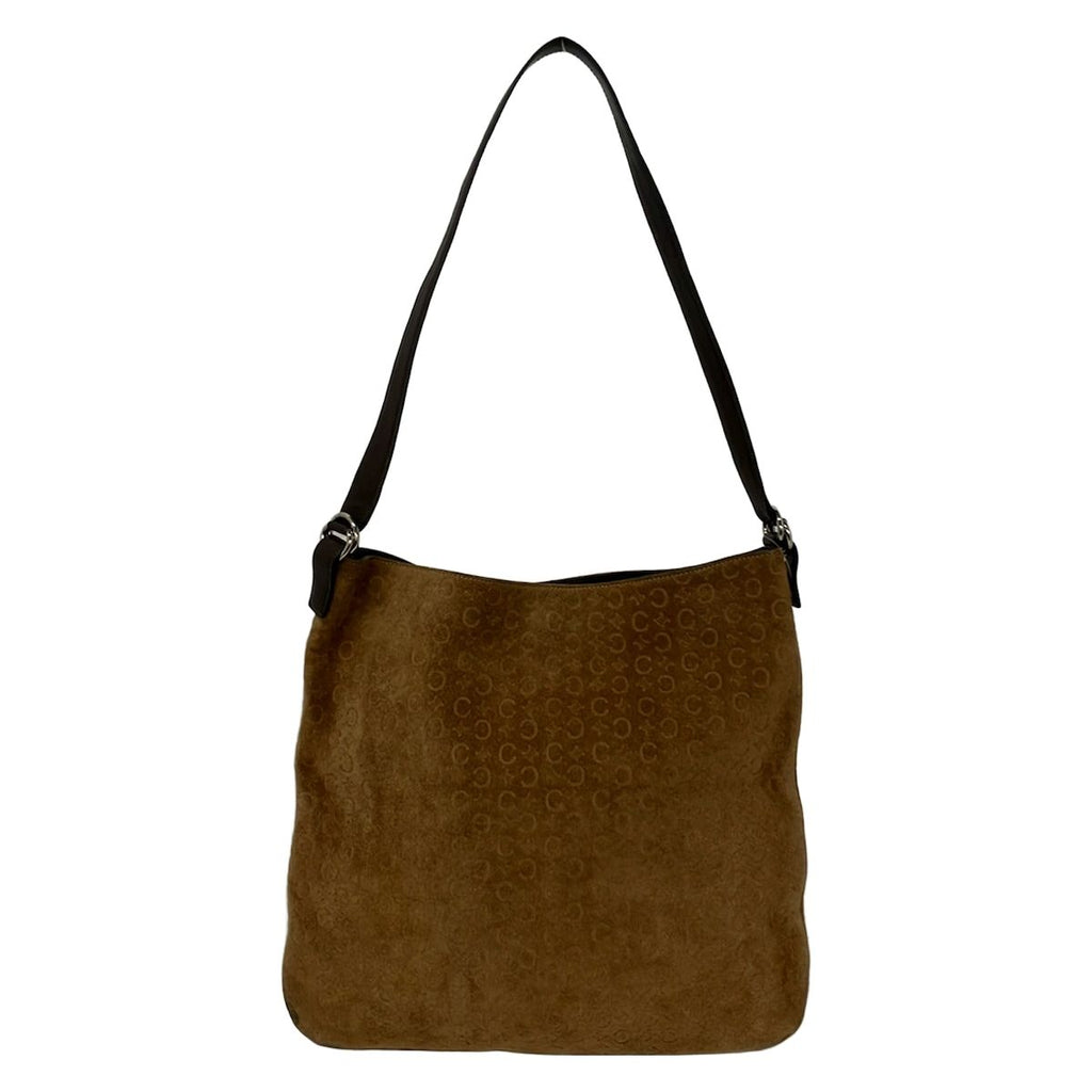 Celine Shoulder Bag C Macadam Pattern Brown Dark Leather