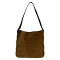 Celine Shoulder Bag C Macadam Pattern Brown Dark Leather