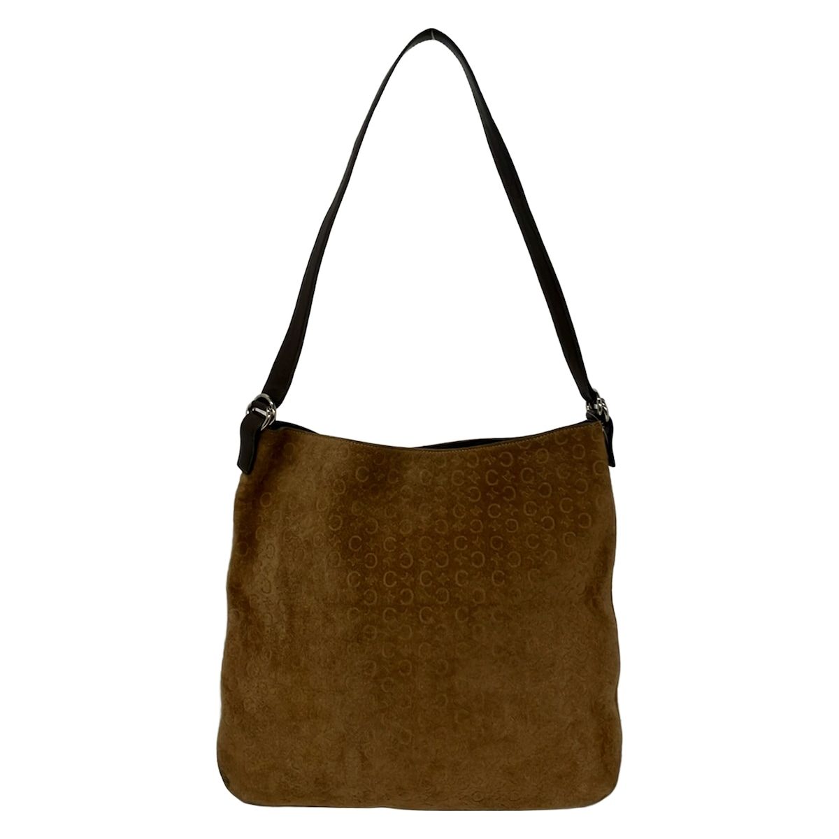 Celine Shoulder Bag C Macadam Pattern Brown Dark Leather