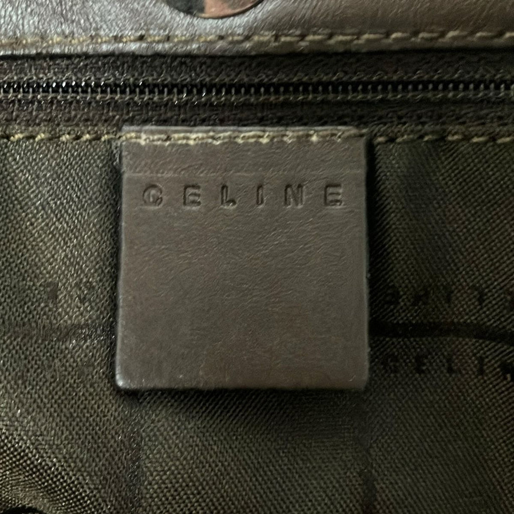 Celine Shoulder Bag C Macadam Pattern Brown Dark Leather — view 7