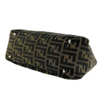 Fendi Zucca FF Pattern Logo Canvas Leather Book Handbag Mini Tote Brown Black — view 8
