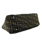 Fendi Zucca FF Pattern Logo Canvas Leather Book Handbag Mini Tote Brown Black — view 7