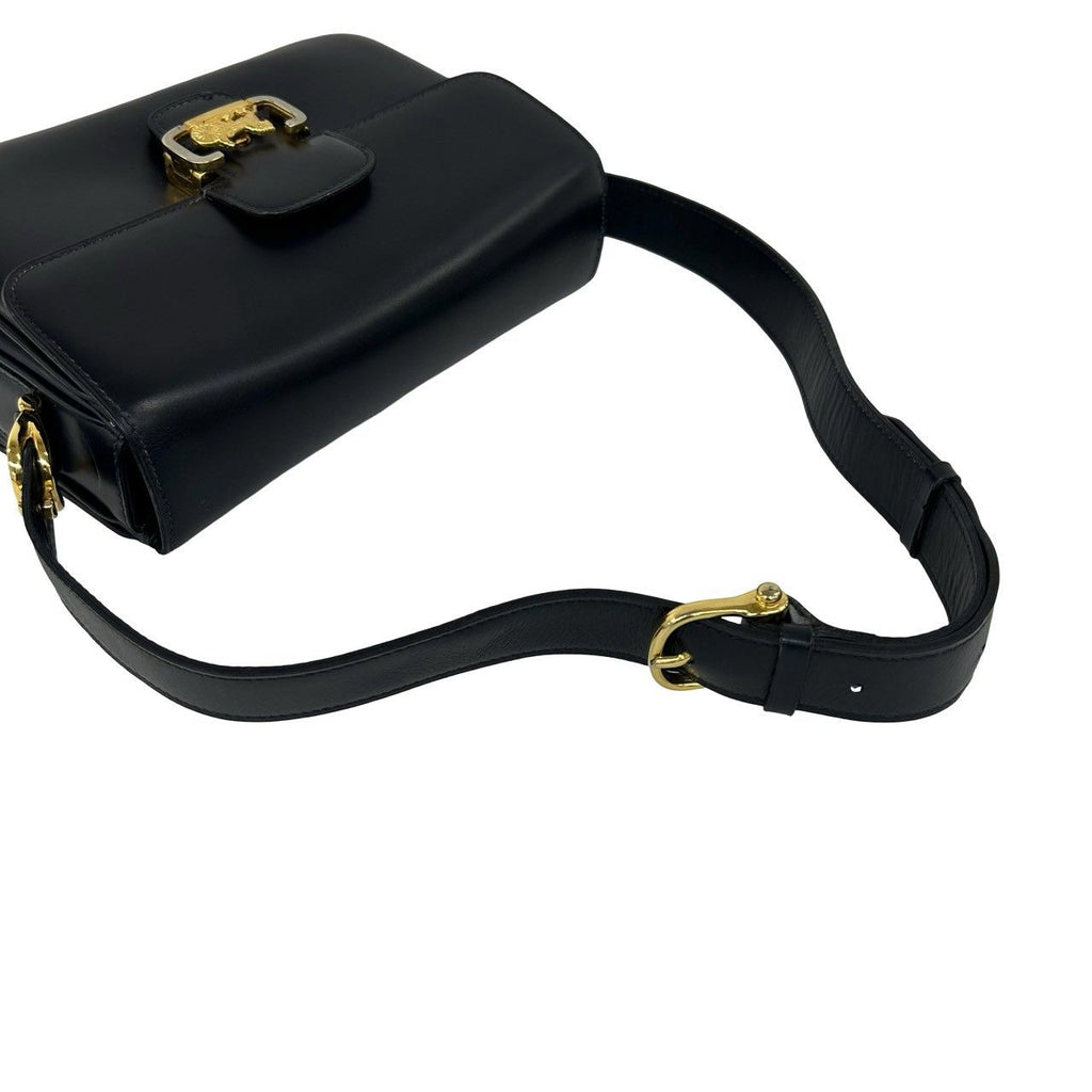 Celine Vintage Carriage Calf Leather Shoulder Bag Pochette Navy — view 4