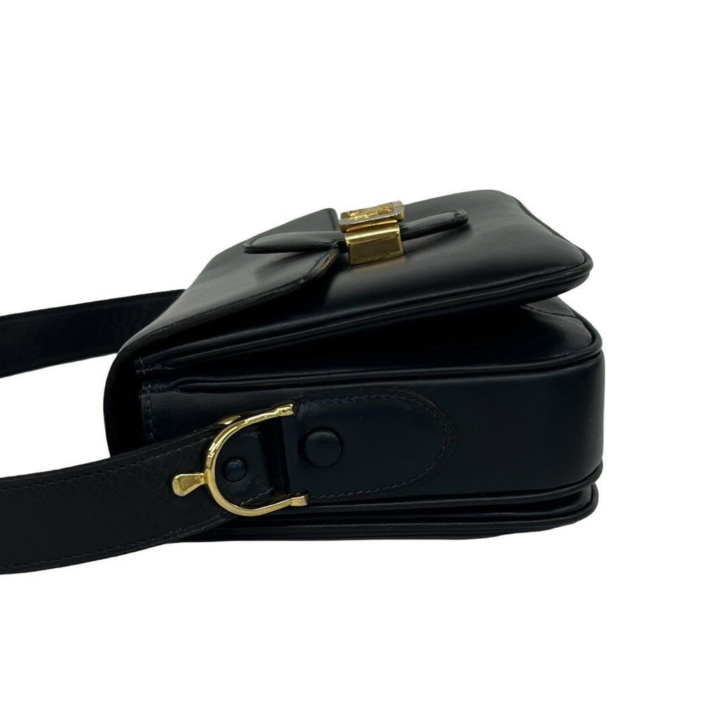 Celine Vintage Carriage Calf Leather Shoulder Bag Pochette Navy — view 5