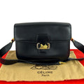 Celine Vintage Carriage Calf Leather Shoulder Bag Pochette Navy