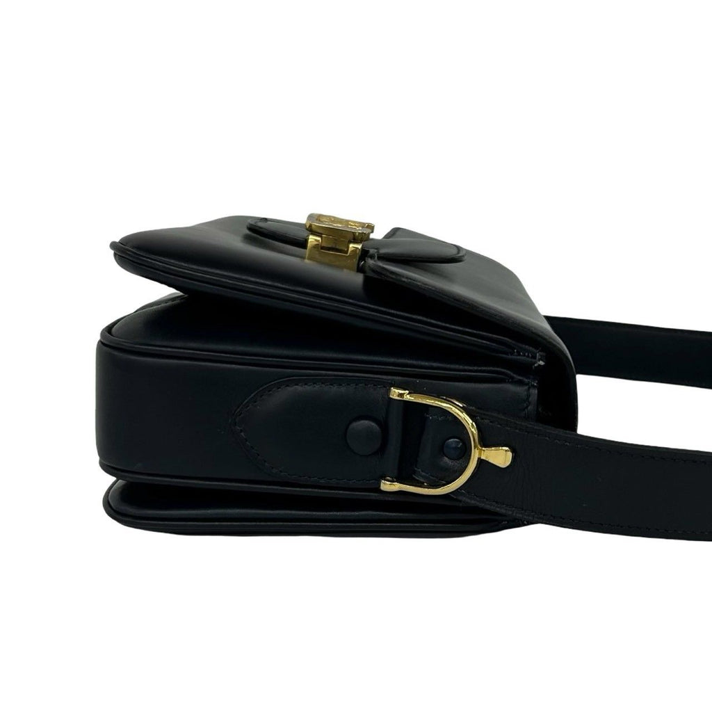 Celine Vintage Carriage Calf Leather Shoulder Bag Pochette Navy — view 6