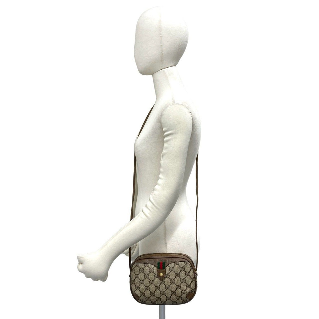 Gucci Vintage Sherry Line GG Logo Pattern Leather Shoulder Bag Pochette Brown — view 2