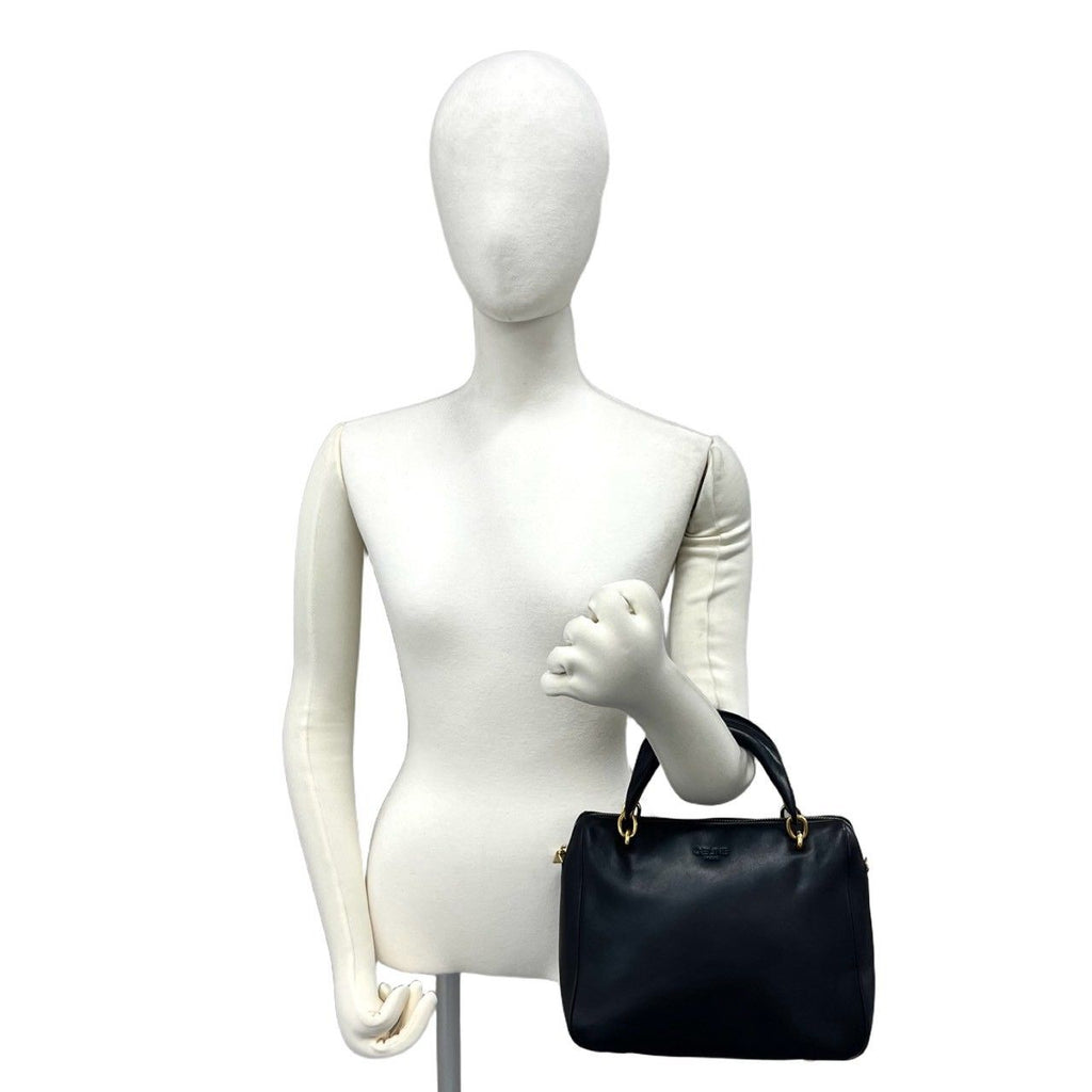 Celine Vintage Sta Logo Leather Mini Boston Bag Black — view 2