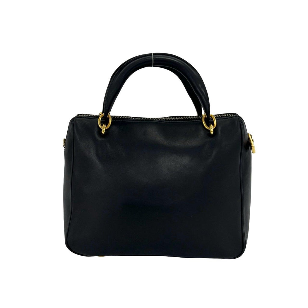 Celine Vintage Sta Logo Leather Mini Boston Bag Black — view 3