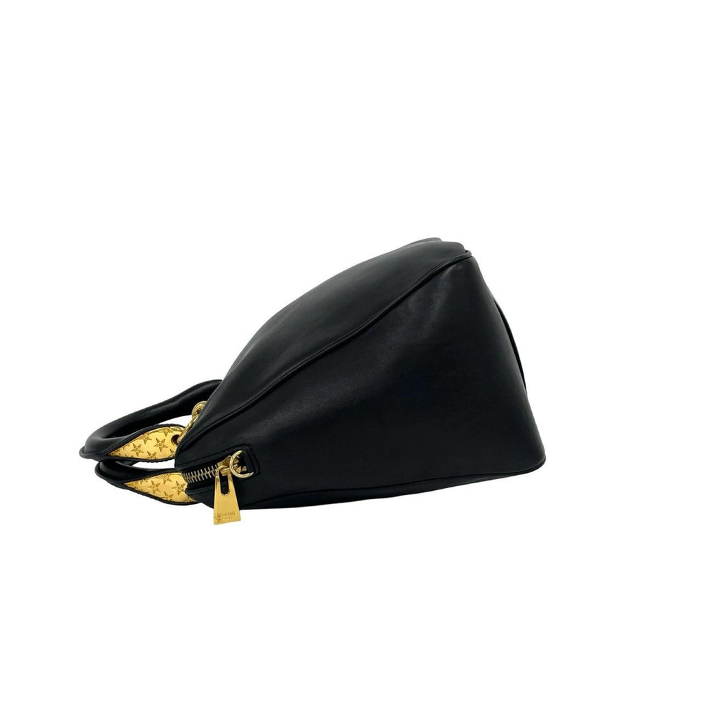Celine Vintage Sta Logo Leather Mini Boston Bag Black — view 5