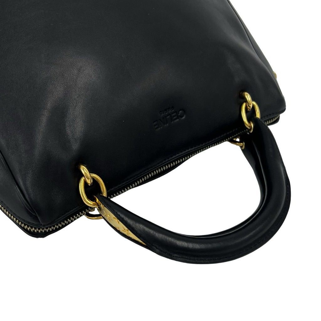 Celine Vintage Sta Logo Leather Mini Boston Bag Black — view 4