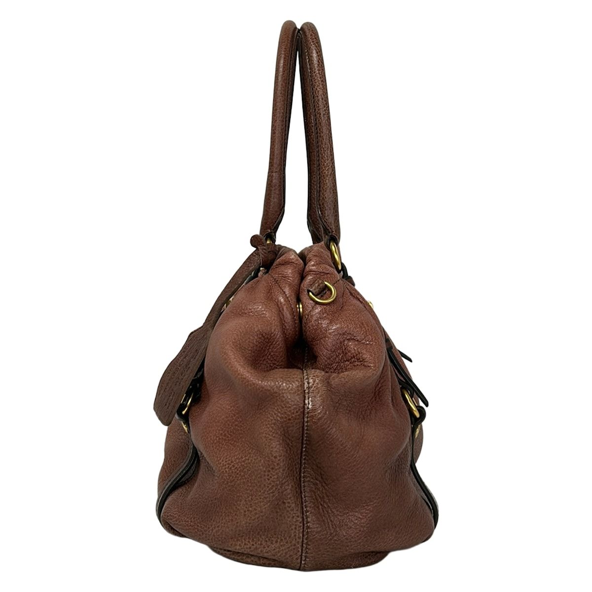 Prada Tote Bag Pink Brown Dark Leather — view 2