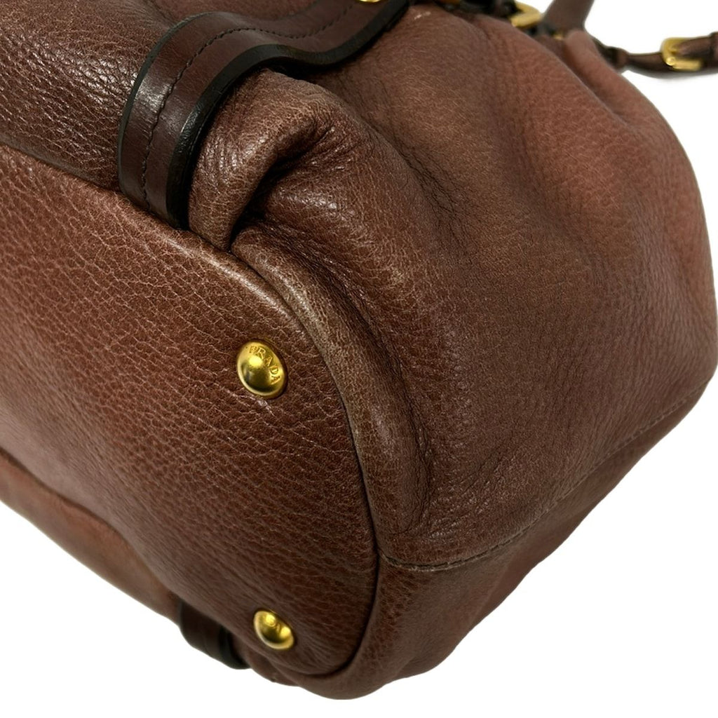 Prada Tote Bag Pink Brown Dark Leather — view 6