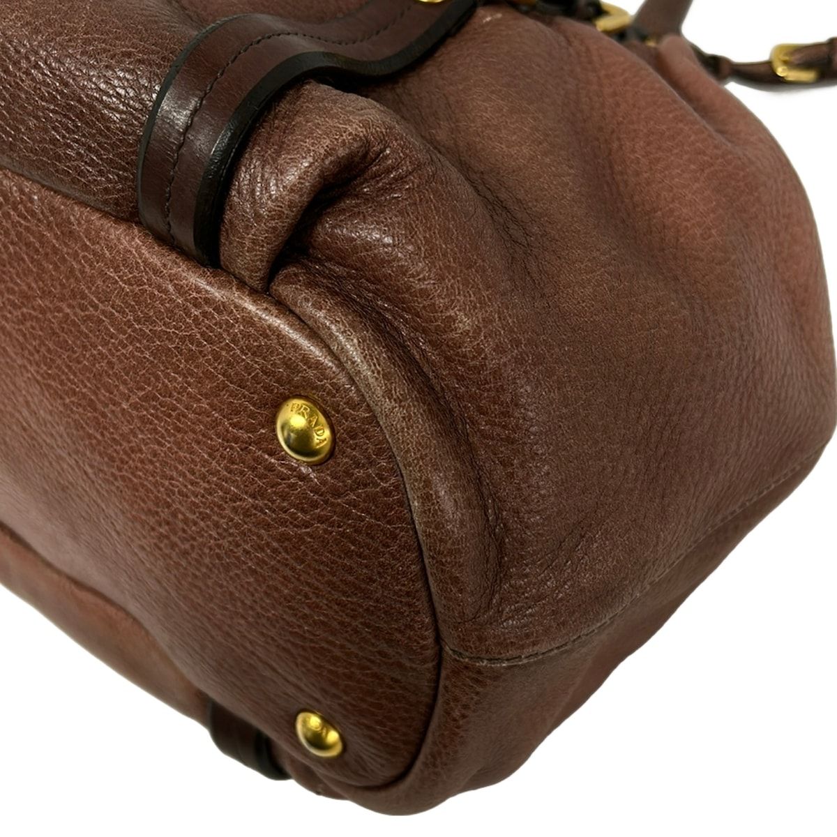 Prada Tote Bag Pink Brown Dark Leather — view 6