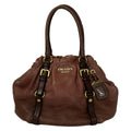 Prada Tote Bag Pink Brown Dark Leather