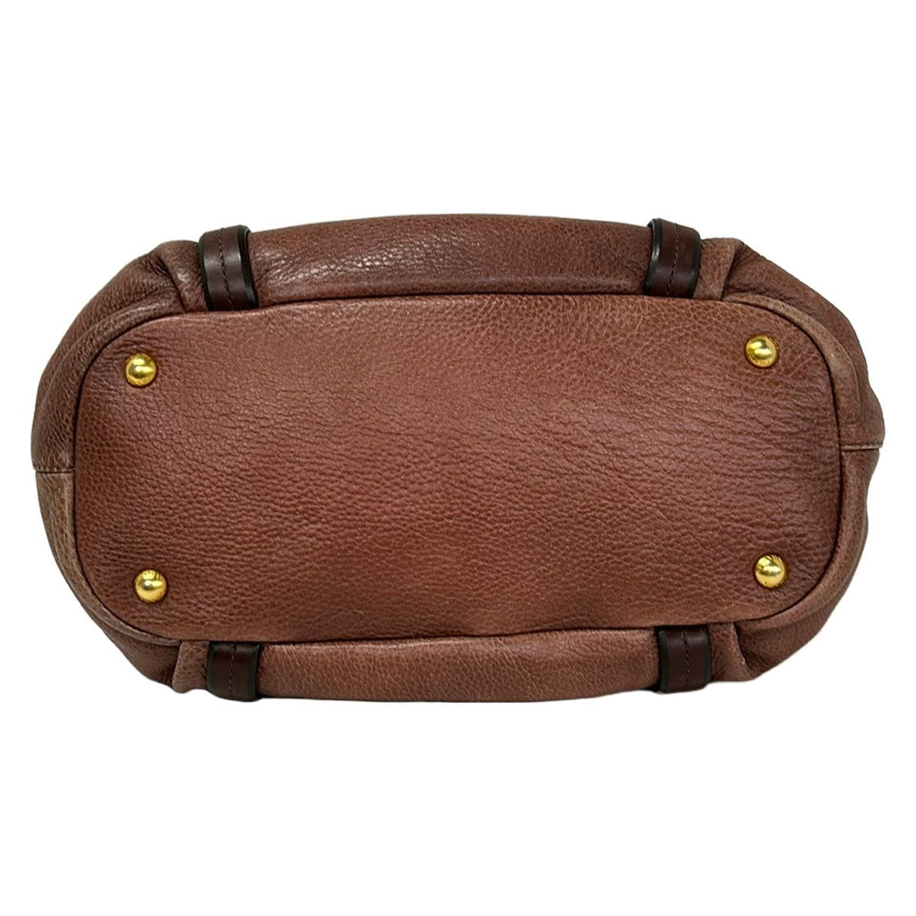 Prada Tote Bag Pink Brown Dark Leather — view 5