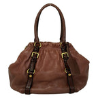 Prada Tote Bag Pink Brown Dark Leather — view 3