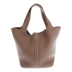 Hermes Picotin Lock MM Handbag Taurillon Clemence Etoupe Beige Silver — view 2