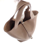 Hermes Picotin Lock MM Handbag Taurillon Clemence Etoupe Beige Silver — view 5