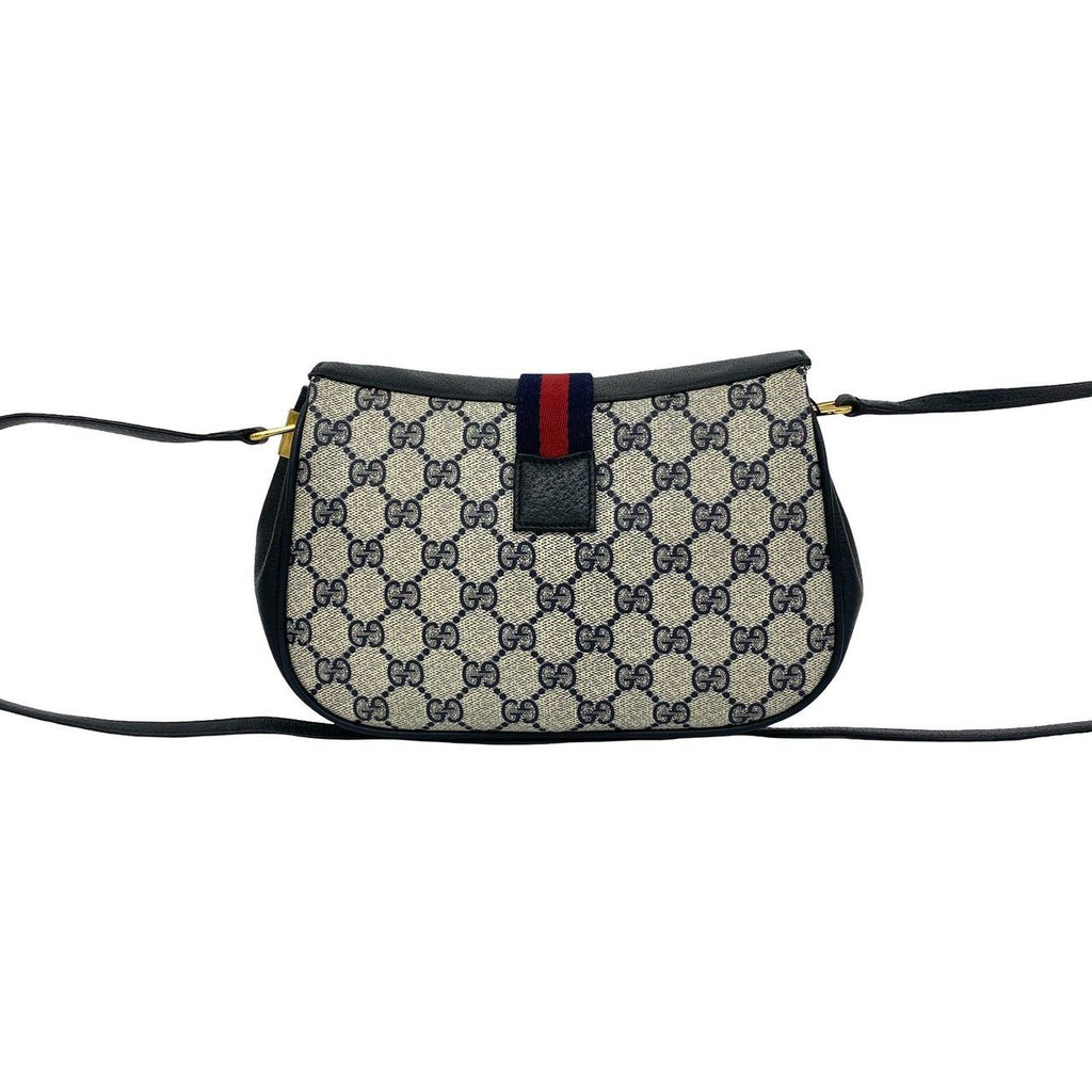 Gucci Vintage GG Logo Pattern Leather Shoulder Bag Pochette Navy — view 3