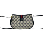 Gucci Vintage GG Logo Pattern Leather Shoulder Bag Pochette Navy — view 3