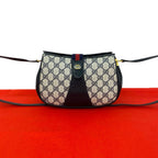 Gucci Vintage GG Logo Pattern Leather Shoulder Bag Pochette Navy