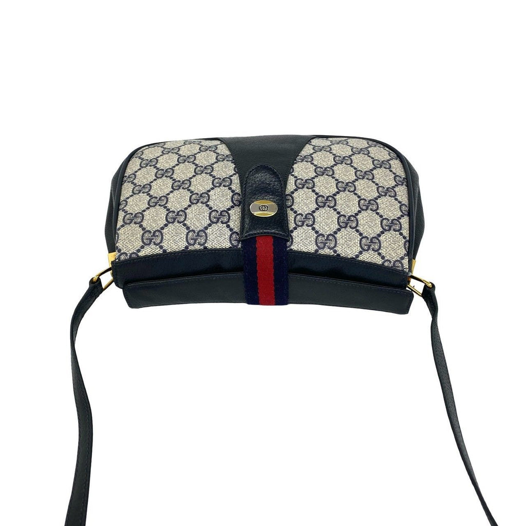 Gucci Vintage GG Logo Pattern Leather Shoulder Bag Pochette Navy — view 4