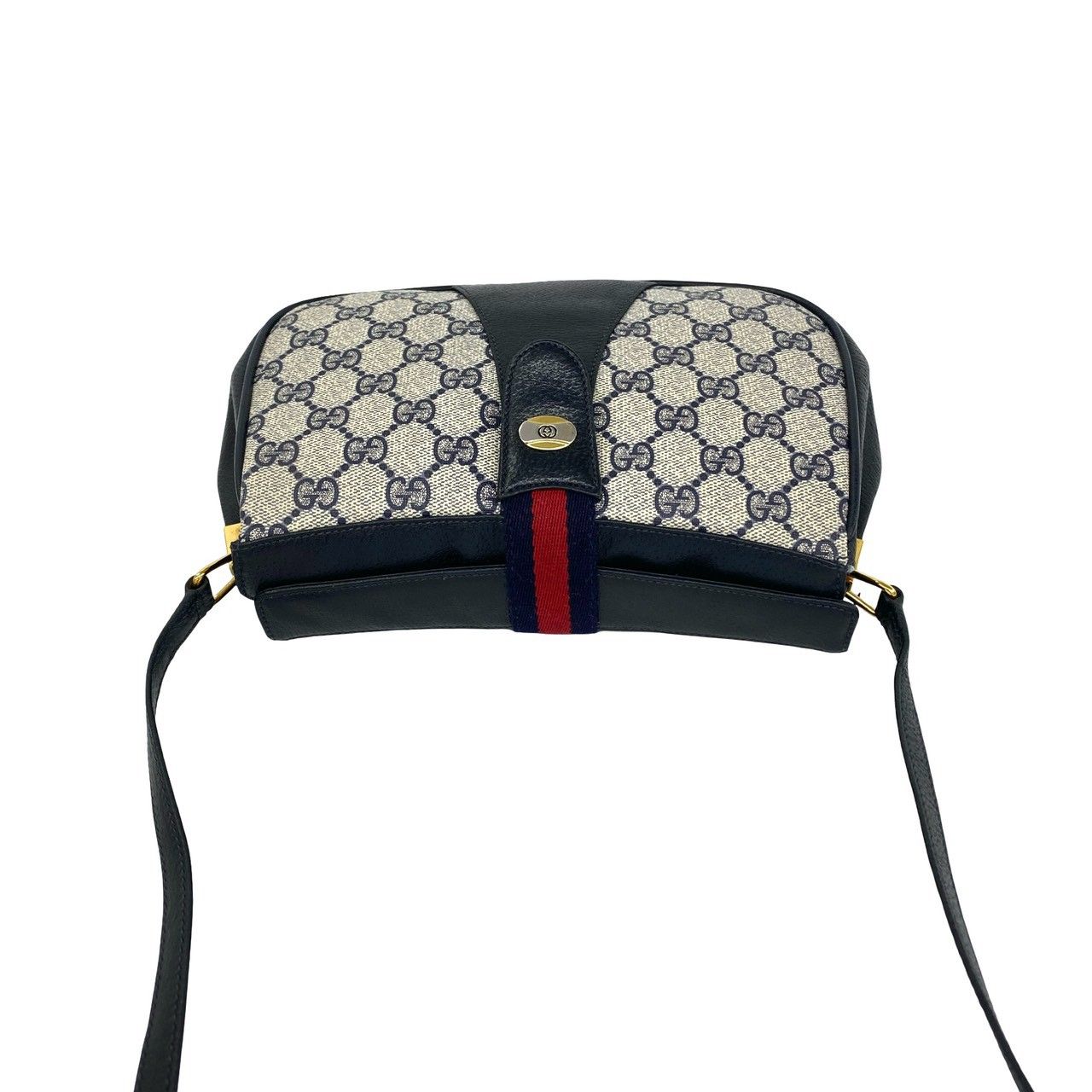 Gucci Vintage GG Logo Pattern Leather Shoulder Bag Pochette Navy — view 4