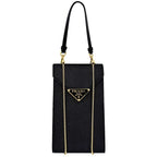 Prada 2-Way Triangle Logo Saffiano Mini Chain Shoulder Bag Crossbody Leather