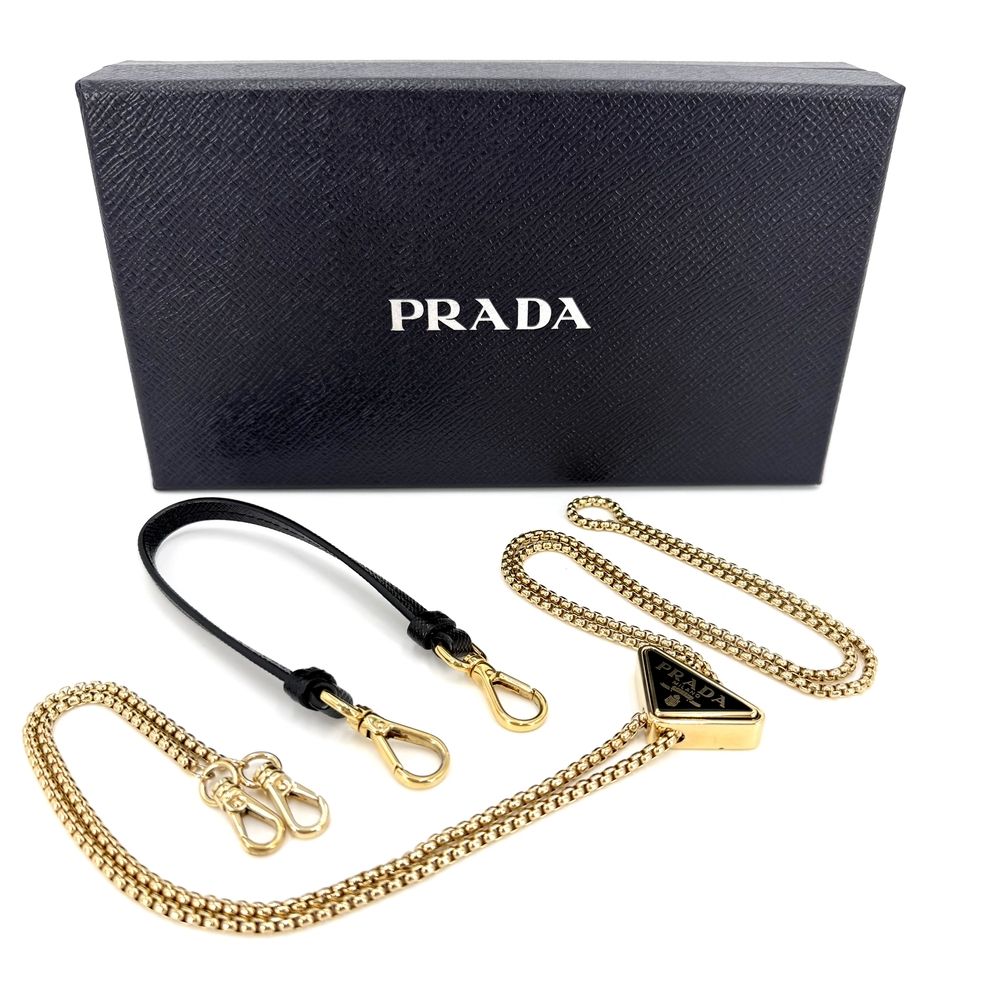 Prada 2-Way Triangle Logo Saffiano Mini Chain Shoulder Bag Crossbody Leather — view 8