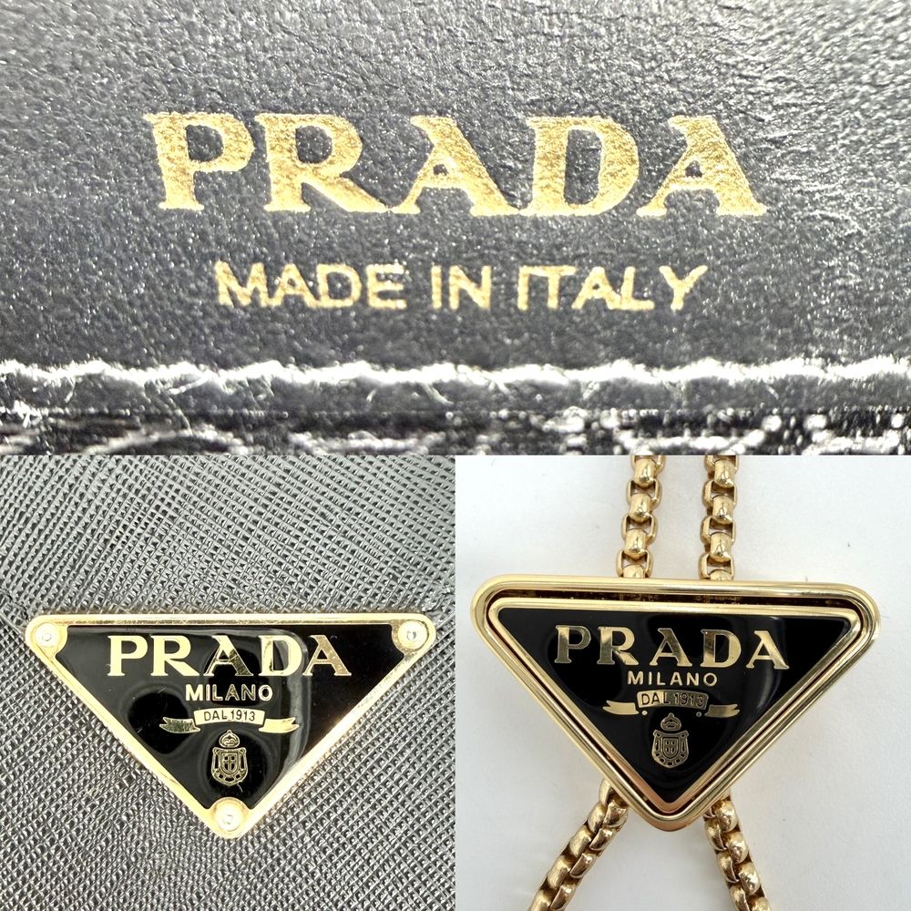 Prada 2-Way Triangle Logo Saffiano Mini Chain Shoulder Bag Crossbody Leather — view 5