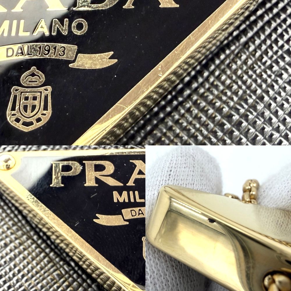 Prada 2-Way Triangle Logo Saffiano Mini Chain Shoulder Bag Crossbody Leather — view 7