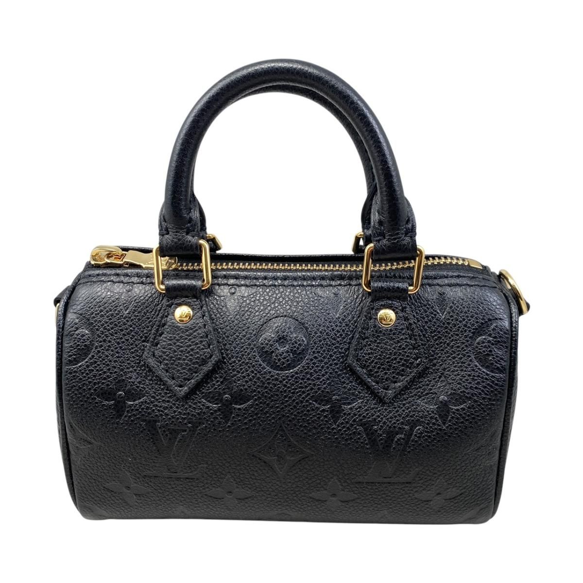 Louis Vuitton Shoulder Bag Nano Speedy Monogram Leather Noir Black — view 2