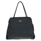 Prada Tessuto Black Silver Nylon Tote Bag