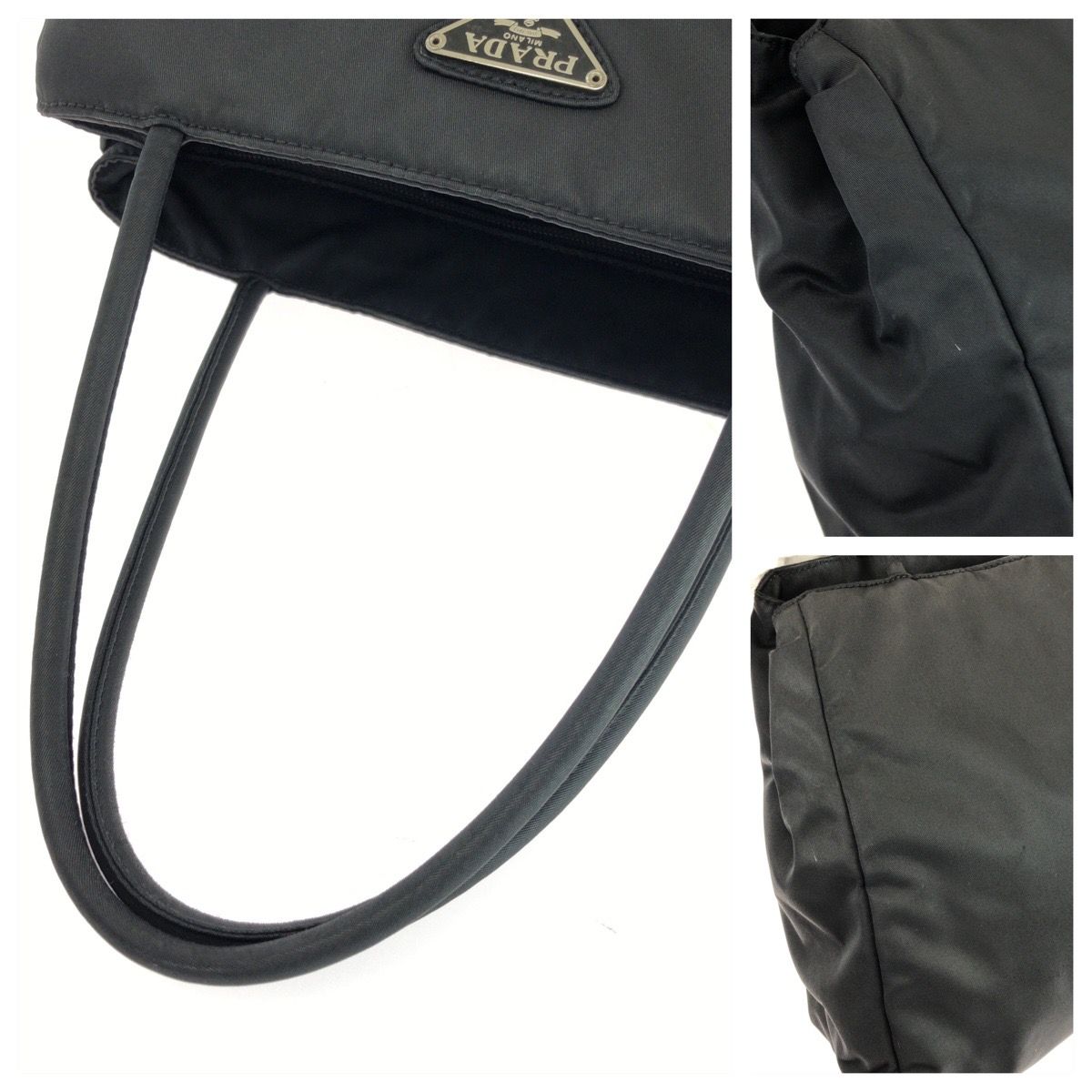 Prada Tessuto Black Silver Nylon Tote Bag — view 5