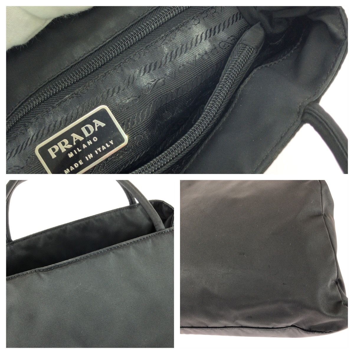 Prada Tessuto Black Silver Nylon Tote Bag — view 6