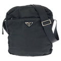 Prada Tessuto Black Silver Nylon Shoulder Bag